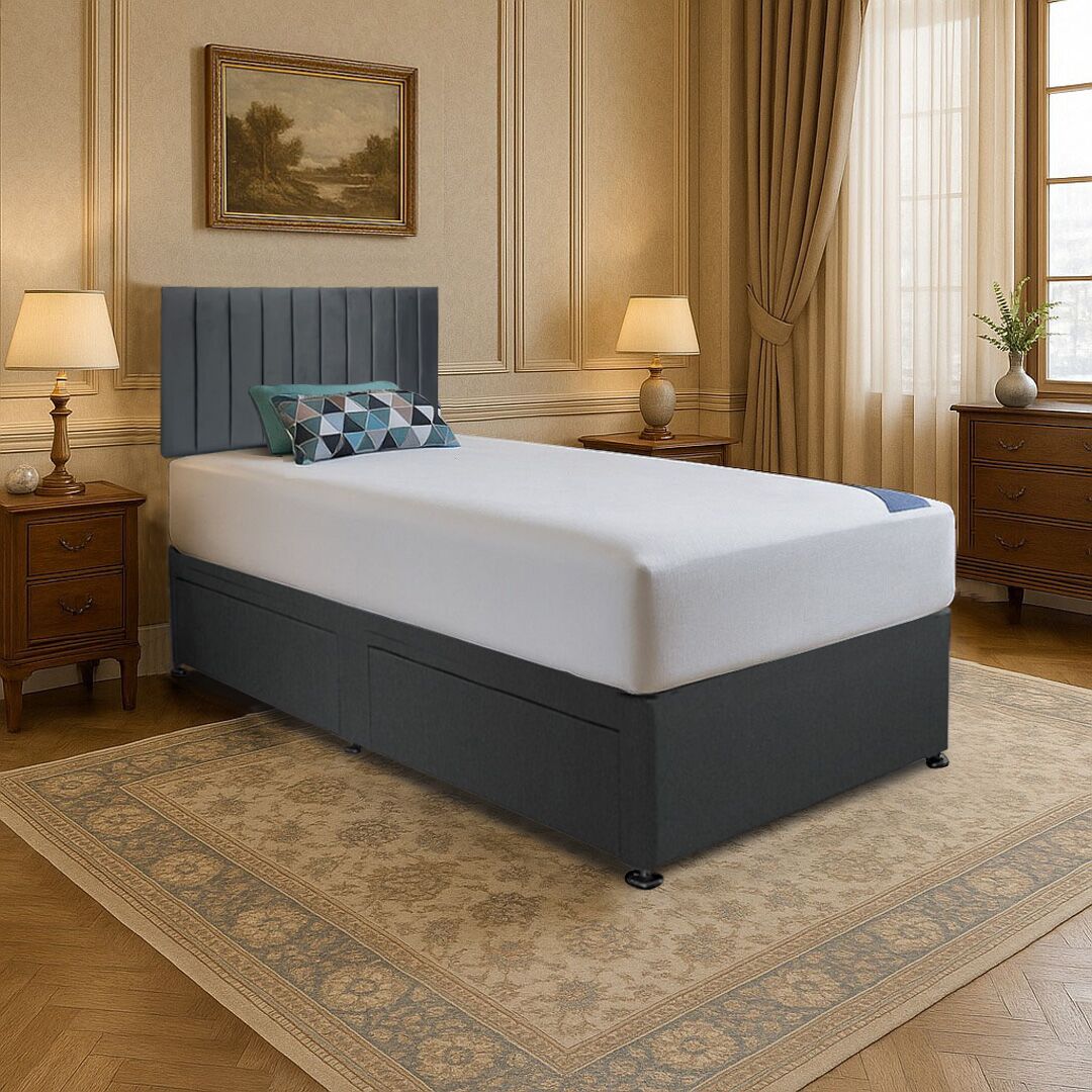 Single Divan Bed With Choice of Mattress - Headboard & Storage