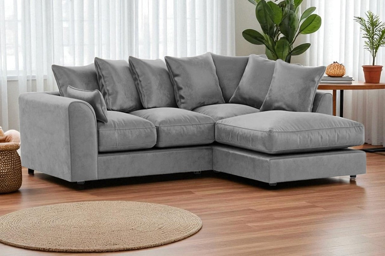Dylan Plush Velvet 4 Seater Single Arm Left Right Hand Corner Sofa