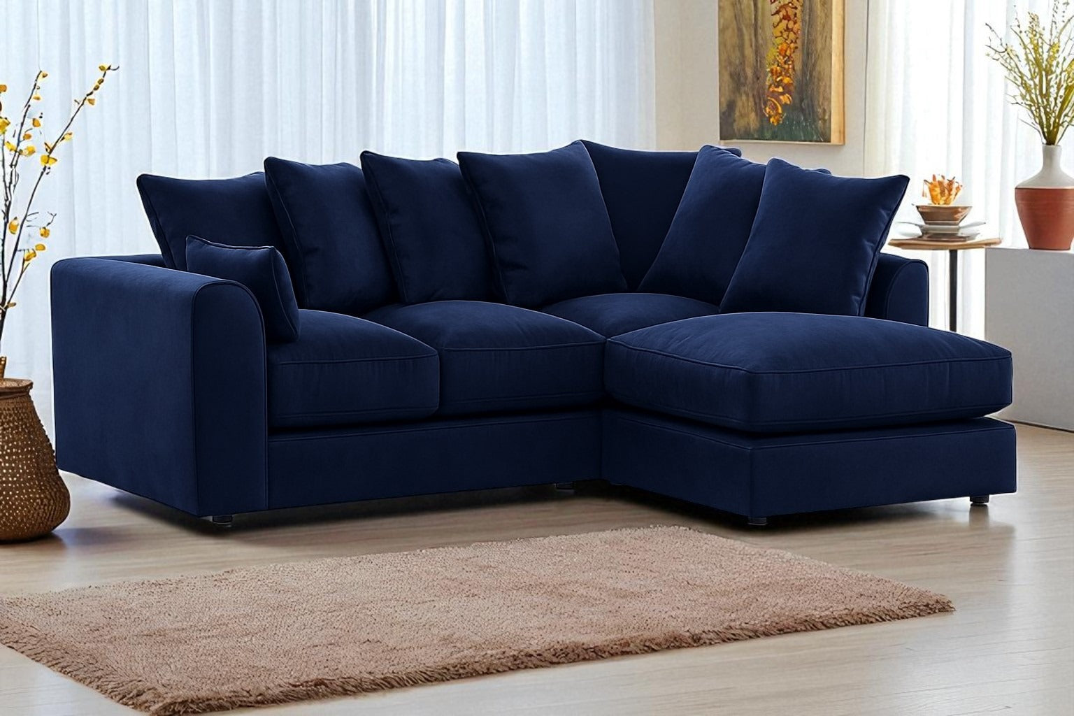 Dylan Plush Velvet 4 Seater Single Arm Left Right Hand Corner Sofa