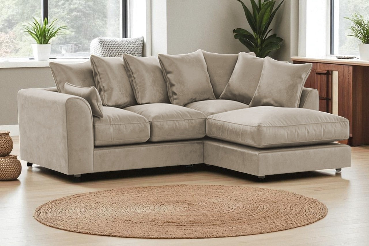 Dylan Plush Velvet 4 Seater Single Arm Left Right Hand Corner Sofa