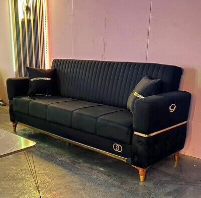 Turkish 3 Seater Ottoman Storage Sofa Bed Modern Luxury Bedroom with Cushions